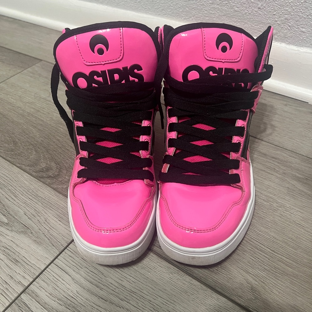 Osiris neon pink clone high tops sneakers, skate shoes SZ 9